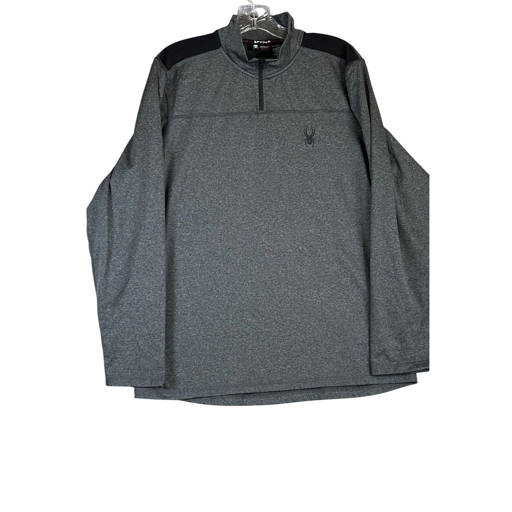 Spyder Active Men's Gray Quarter Zip Pullover Long‎ Sleeve Athletic Shirt M